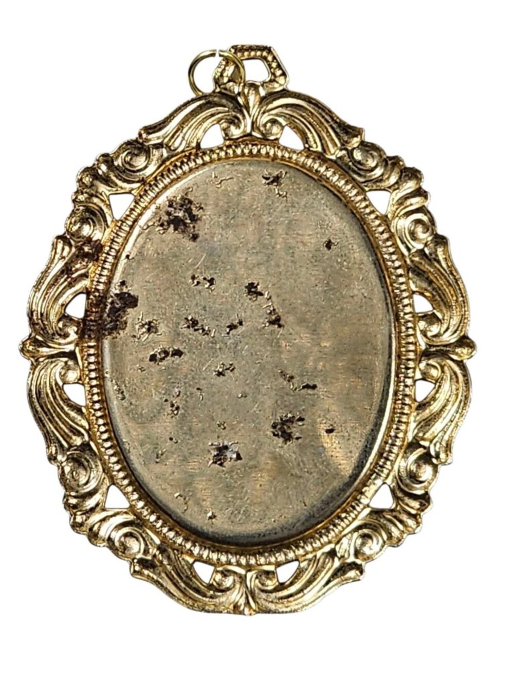 Hand-Painted Floral Pendant Brooch Gold Tone Ornate Frame Oval Retro VTG - Picture 2 of 3